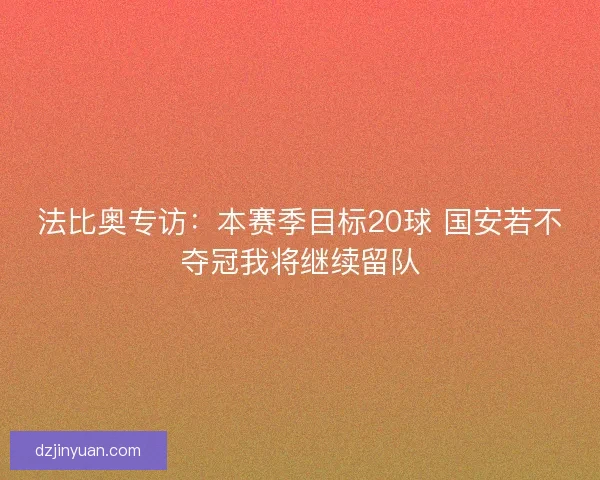 法比奥专访：本赛季目标20球 国安若不夺冠我将继续留队