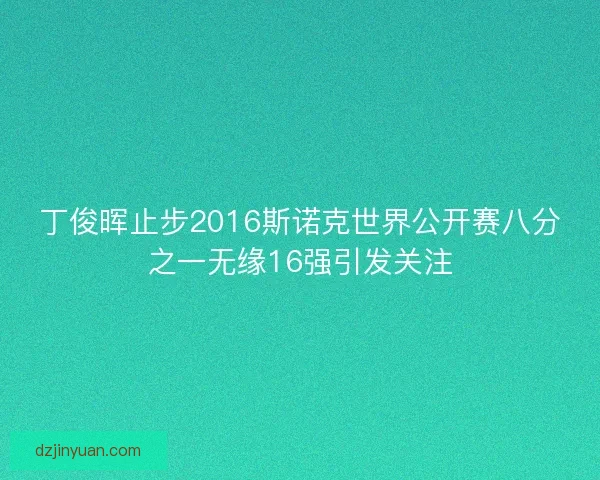 丁俊晖止步2016斯诺克世界公开赛八分之一无缘16强引发关注